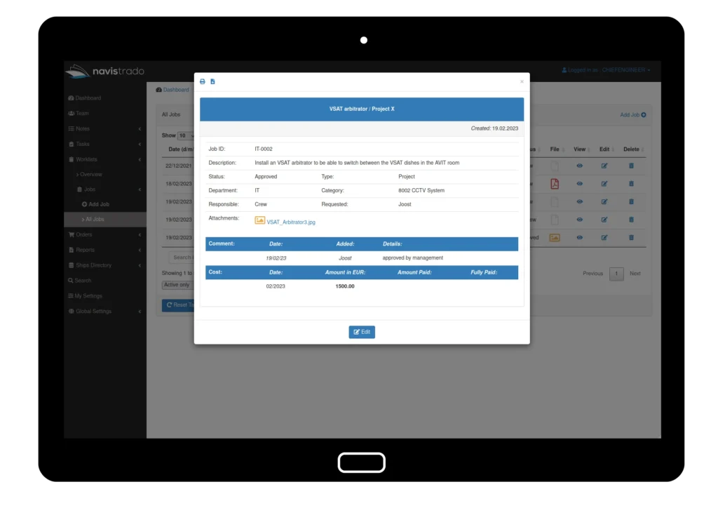Jobs details view